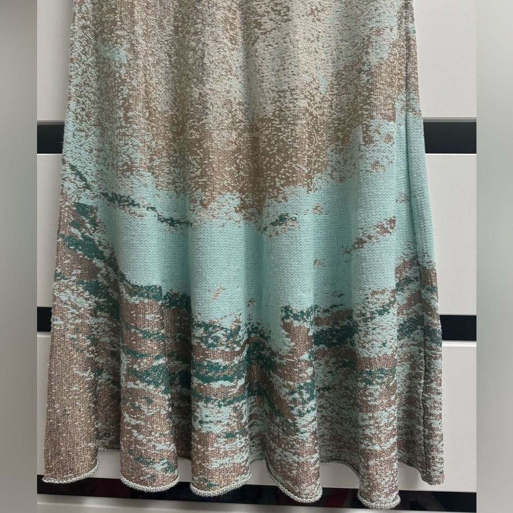 NIC + ZOE Sleeveless Knit Twirl Dress Champagne Turquoise Size PS - Picture 3 of 5